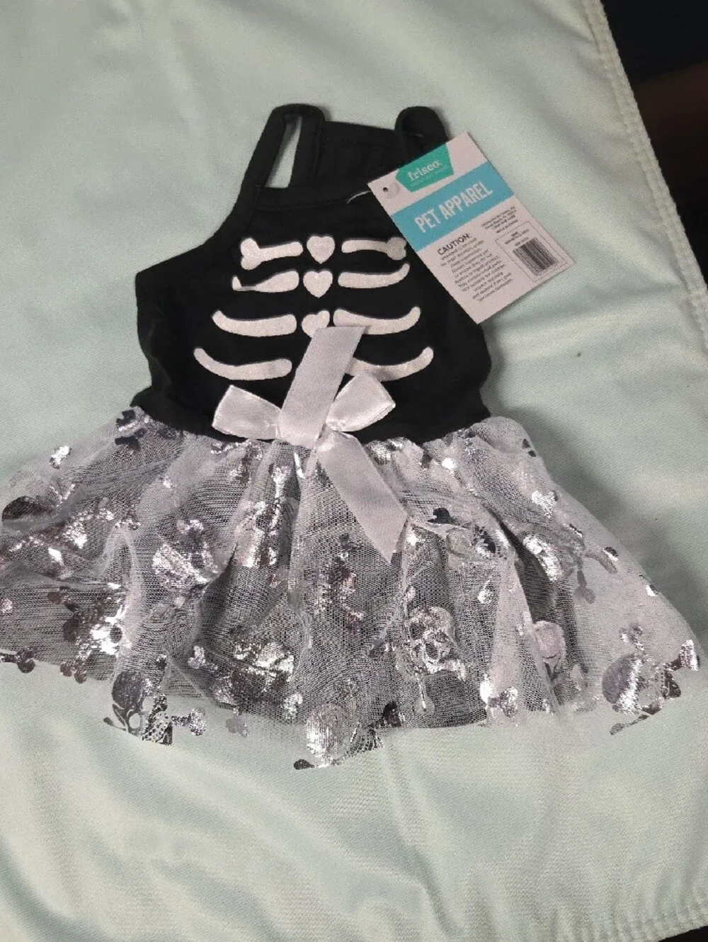 Frisco Black & Silver Skeleton Tutu Dress for Dogs